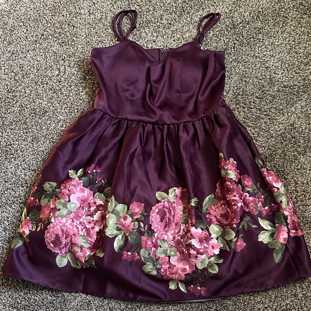 Floral Purple Juniors Dress Size 3/4